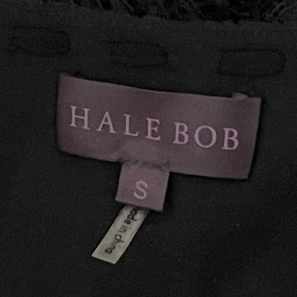 Hale Bob Small Cold Shoulder Lace Top With Tassel Tie Detail in Black - Picture 4 of 6